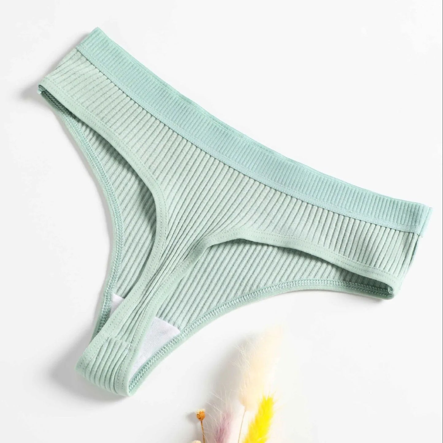 Pretty 5 Pcs Panties G-string Women Sexy Sports Seamless Underwear Underpants Thong Solid Color Lingerie Low-Rise G-String Pack