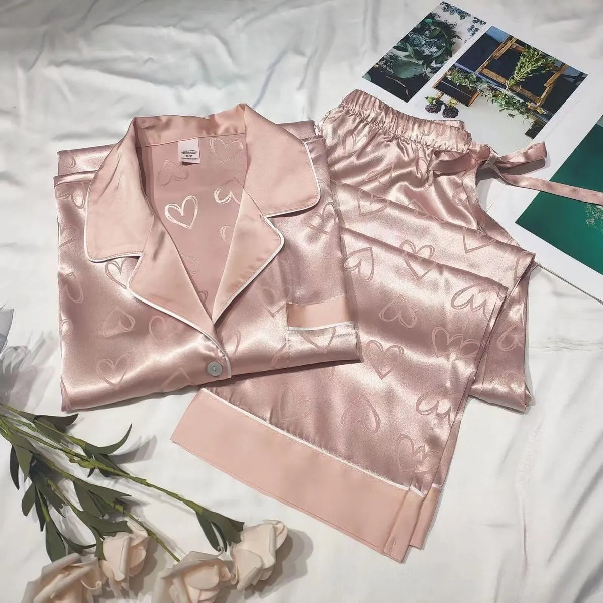 Our ice Silk luxury Pajamas For Women's Long Sleeves Sleepwear Pajamas Home wear