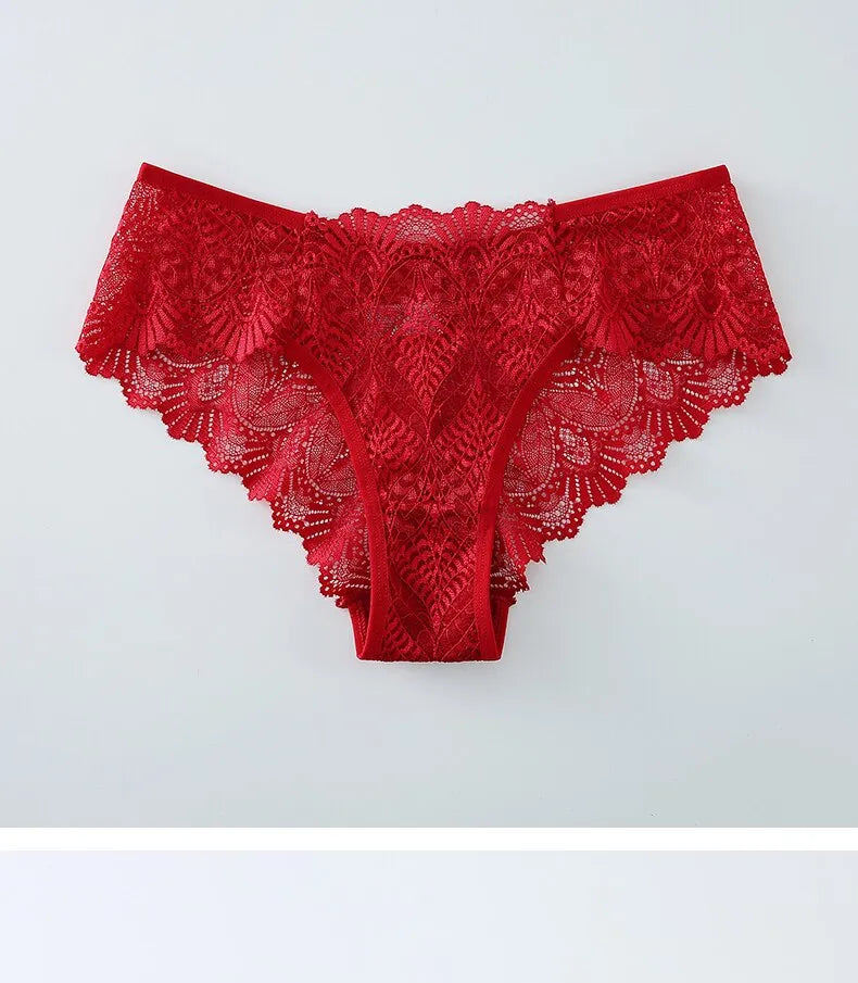 Our 4pcs Fashion Sexy Panties Comfortable Briefs Exquisite Crotchless Shorts Solid Lingerie Sexy Lace Hollow Out Underwear Women