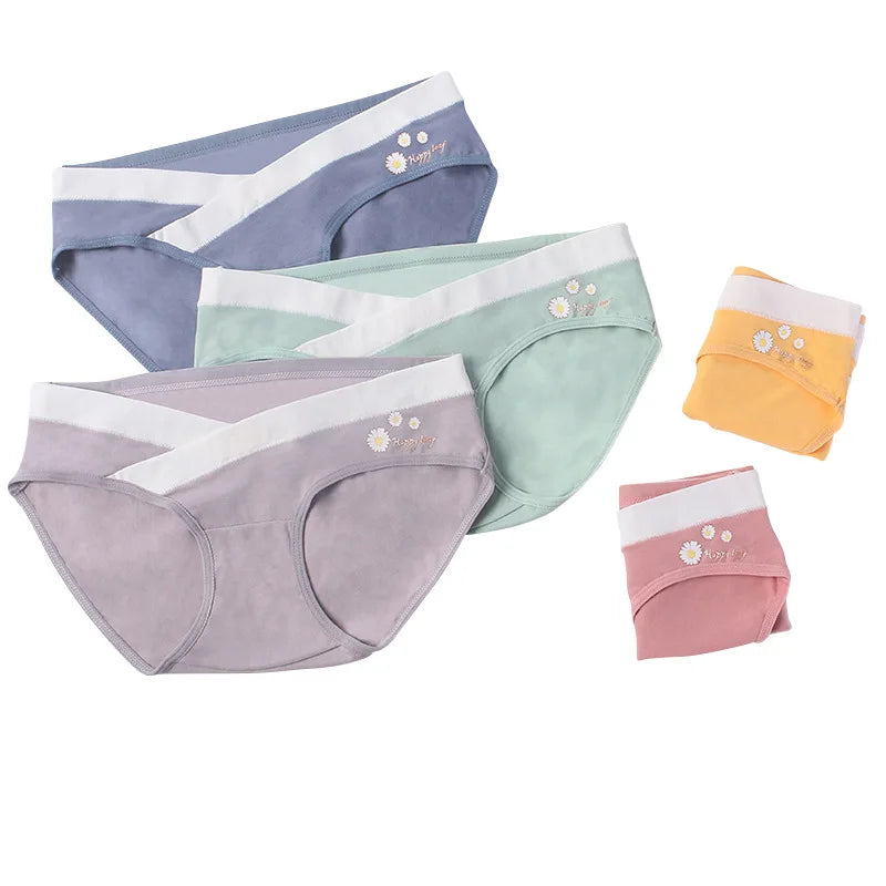 Our Cotton Maternity Panties Low Waist Lingerie V Briefs for Pregnancy Women Printed Flowers Underwear Postpartum Pregnant Clothes