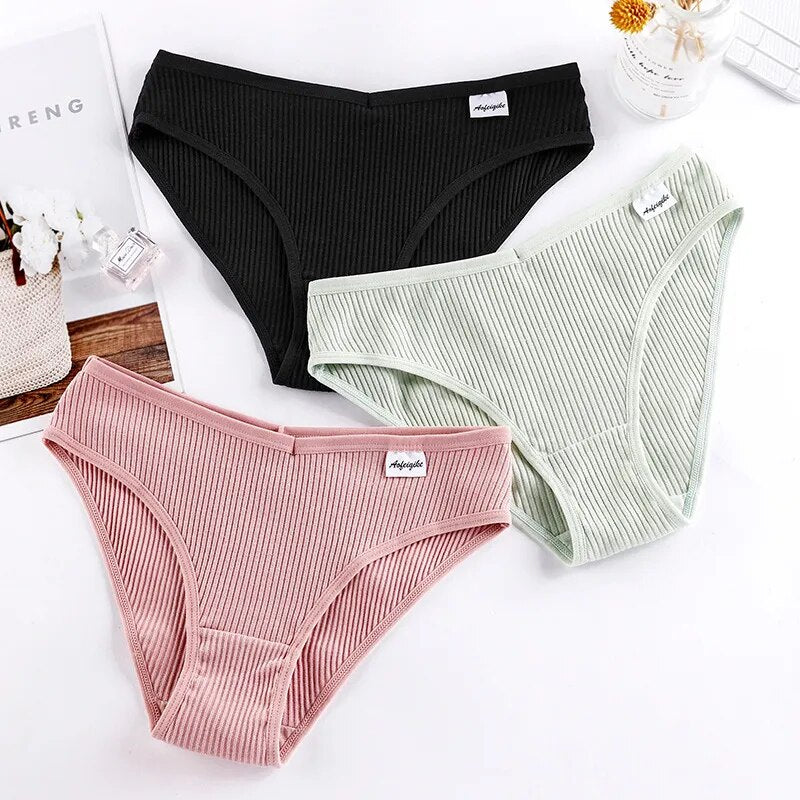 Natalia 3PCS/Lot S-4XL 100%Cotton Panties Female Underpants Sexy Panties for Women Briefs Underwear Plus Size Lingerie 8 Solid Colors