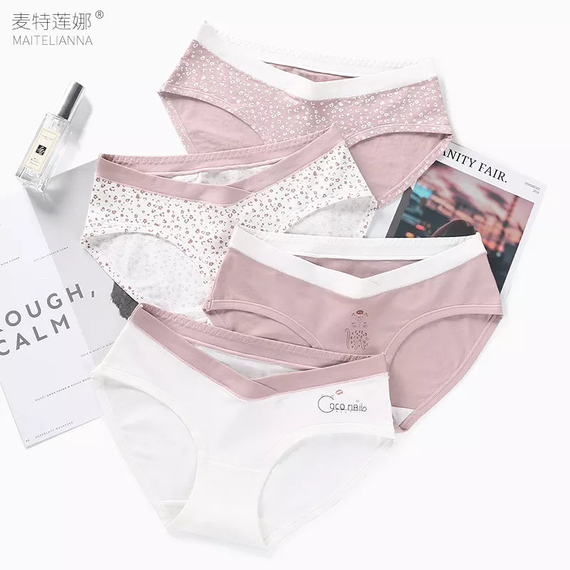 Cocofun Style Low Waist Belly Printed Cotton Maternity Panties Japan Underwear Clothes for Pregnant Women Soft Pregnancy Briefs