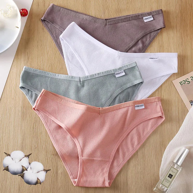 Our finetoo plus size cheeky/ hipster Cotton Panties Female Underpants Sexy Panties for Women Briefs Underwear Plus Size Panties Lingerie 3PCS/Set 6 Solid Color