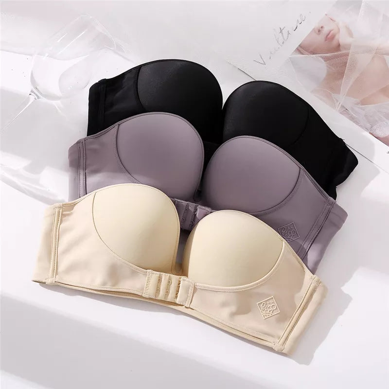 Our finetoo Front Closure Sexy Push Up Bra Women Invisible Bras Underwear Lingerie for Female Brassiere Strapless Seamless Bralette