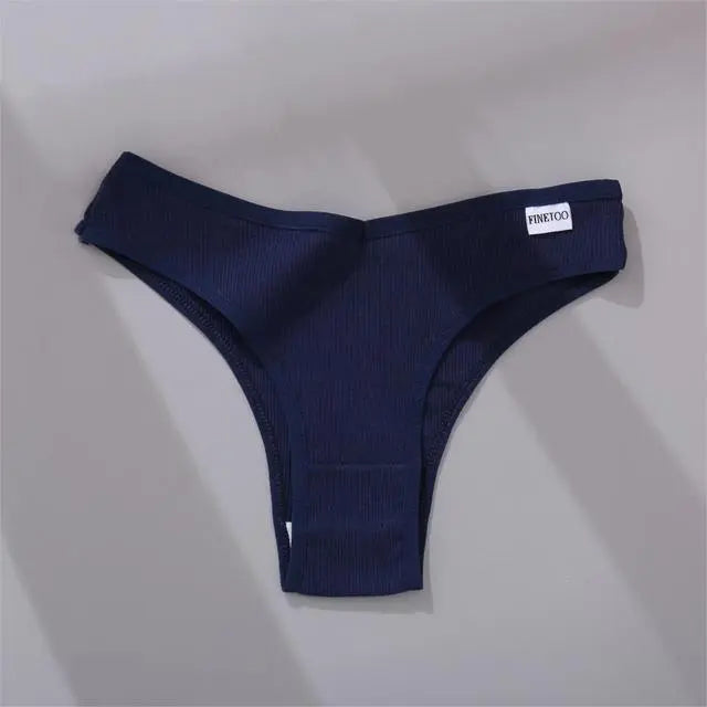 Our best FINETOO 3PCS Brazilian thongs/g-string Panties 95%Cotton Women's Panties V Waist Underwear Female T-back Underpants Lady Bikini Panty M-XL