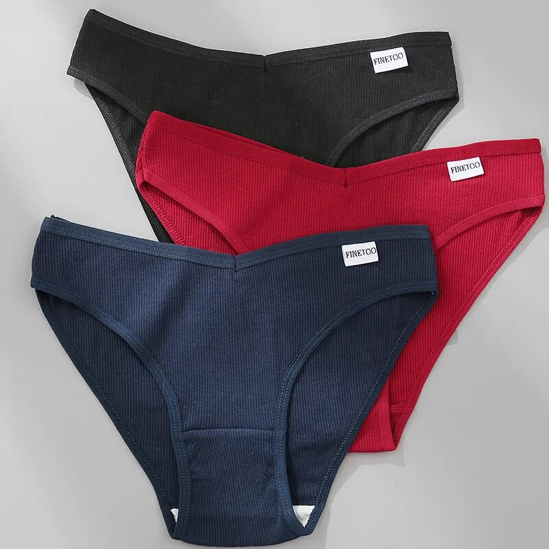 Our finetoo plus size cheeky/ hipster Cotton Panties Female Underpants Sexy Panties for Women Briefs Underwear Plus Size Panties Lingerie 3PCS/Set 6 Solid Color