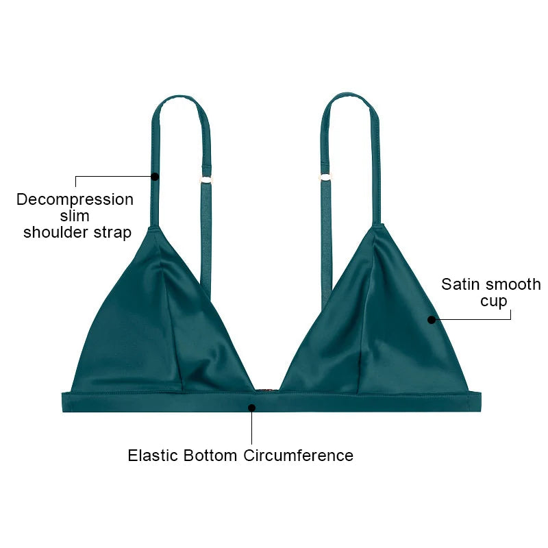 Our New Women's Satin Bras Comfortable Wireless Ladies Lingerie Adjustable Seamless Shoulder Strap femme tops brassiere