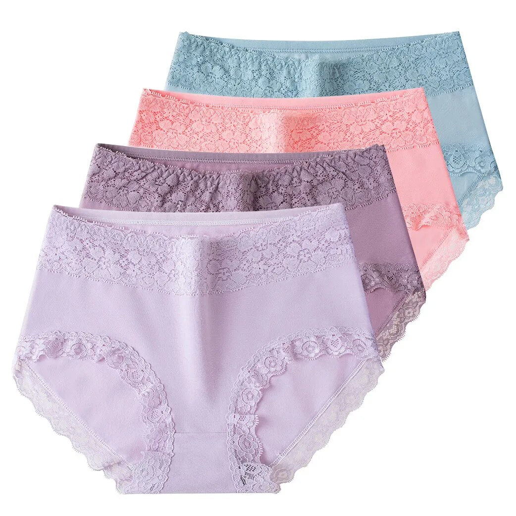 Cartine 5Pcs Women's Underwear High Waist Panties Soft 90%Cotton floral part spandex Seamless Sexy Lace Women Comfort Body Shaper Female Breathable Lingerie