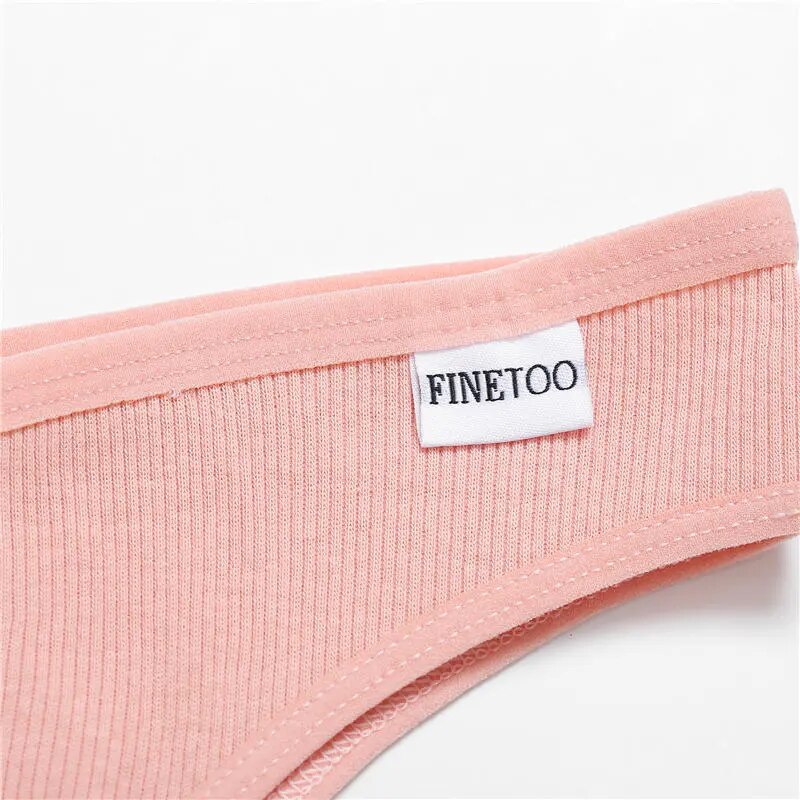 Our best FINETOO 3PCS Brazilian thongs/g-string Panties 95%Cotton Women's Panties V Waist Underwear Female T-back Underpants Lady Bikini Panty M-XL