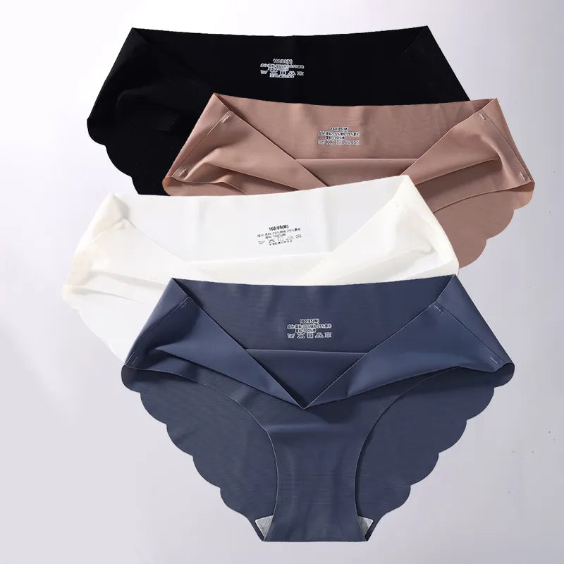 Our silk 4PCS/Set Seamless Briefs Sexy Panties For Women Mid Waist Comfortable Girl Silk Panty Female Underpants Woman Lingerie M-XL