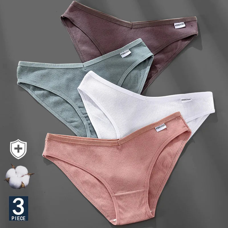 Our finetoo plus size cheeky/ hipster Cotton Panties Female Underpants Sexy Panties for Women Briefs Underwear Plus Size Panties Lingerie 3PCS/Set 6 Solid Color