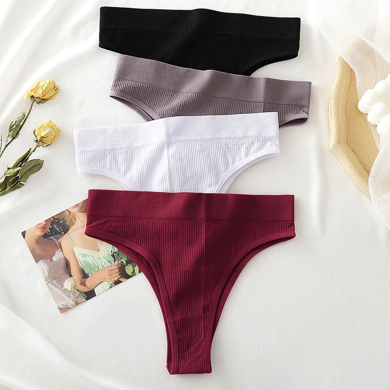 Our 3PCS/Set Women's Cotton Panties Seamless High Waisted Thongs Comfortable Sexy Female Underpants Panties Briefs Intimates S-XL