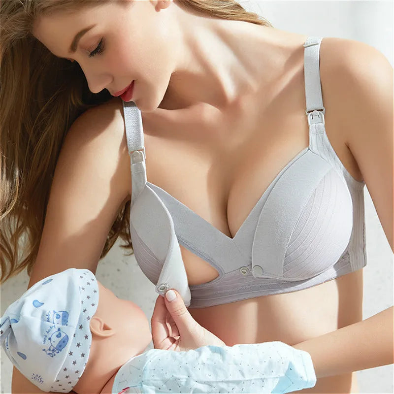 Cony Maternity Nursing Bra Pregnant Women Mother Mama Open Breast Bra Cotton Wire Free Sleep Underwear Lactating Nursing Bralette