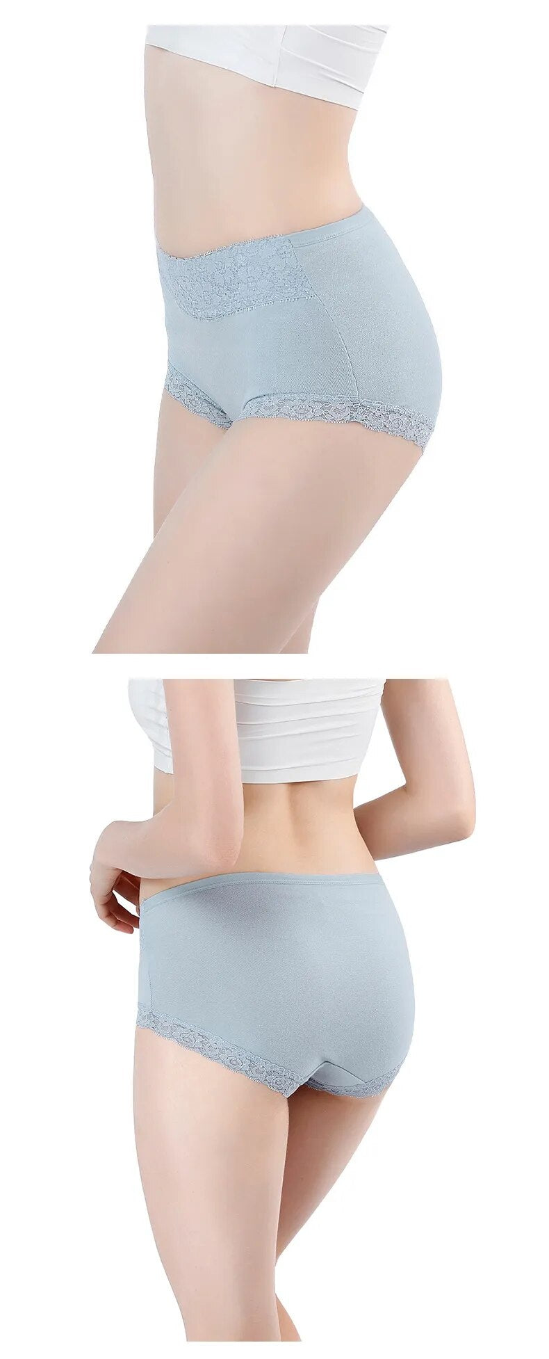 Cartine 5Pcs Women's Underwear High Waist Panties Soft 90%Cotton floral part spandex Seamless Sexy Lace Women Comfort Body Shaper Female Breathable Lingerie