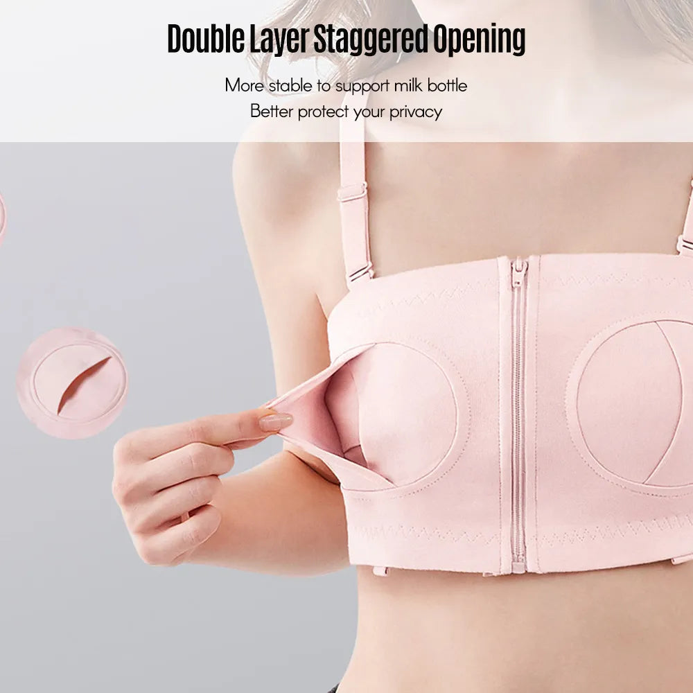 Our 100% cotton Maternity Bra Hands Free Pumping Bra Adjustable Cotton Breast Pump Bra No Steel Ring Nursing Bra for Breast Pump