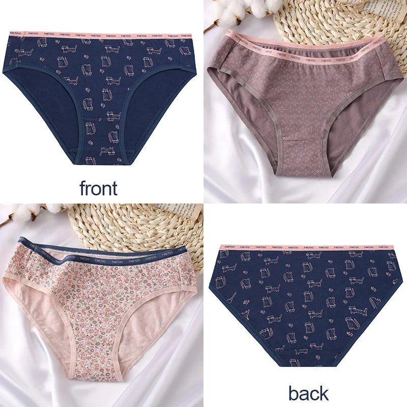 Our Floral Printing Panties Women Underwear Cotton Panties Set Design Female Underpants Lingerie Sexy Panties Briefs Intimate