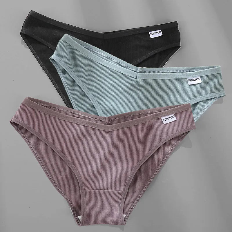 Our finetoo plus size cheeky/ hipster Cotton Panties Female Underpants Sexy Panties for Women Briefs Underwear Plus Size Panties Lingerie 3PCS/Set 6 Solid Color