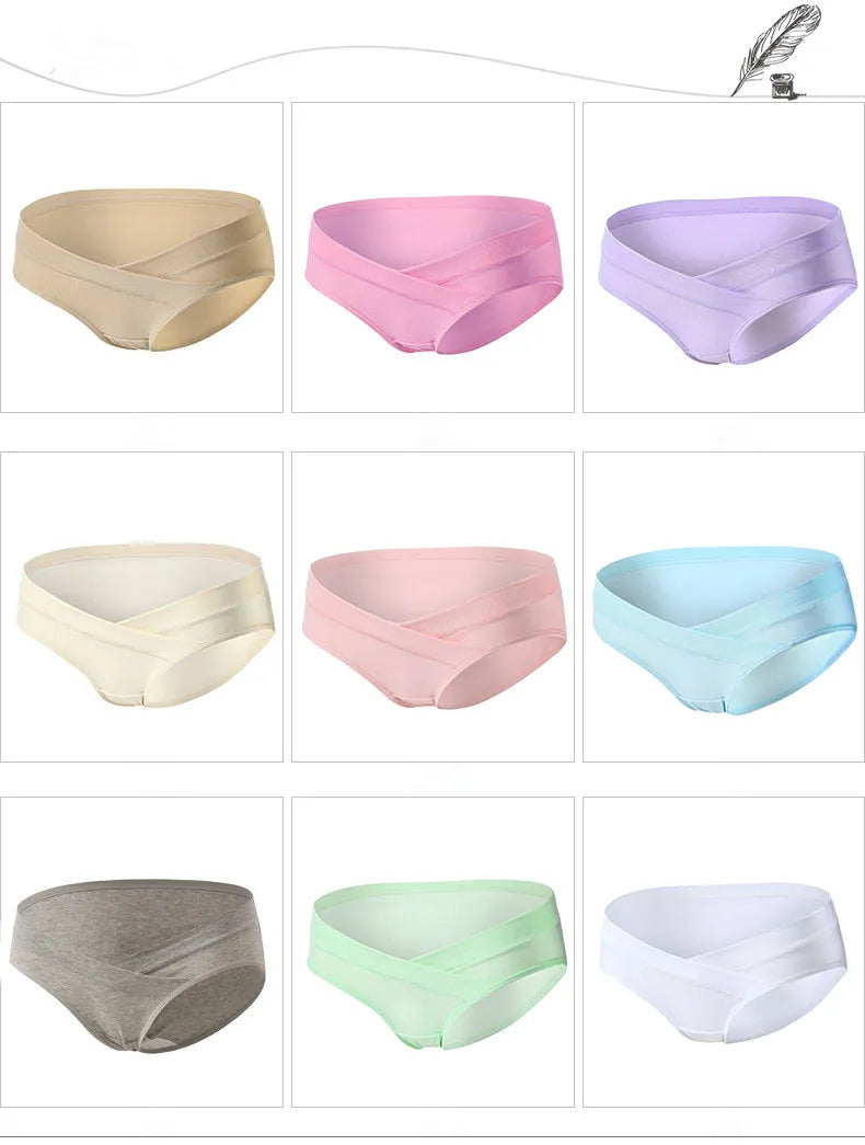 Our Cotton Maternity Pregnant Underwear Postpartum Mother Under Bump Panties V-Shaped Soft Belly Support Panty Breathable