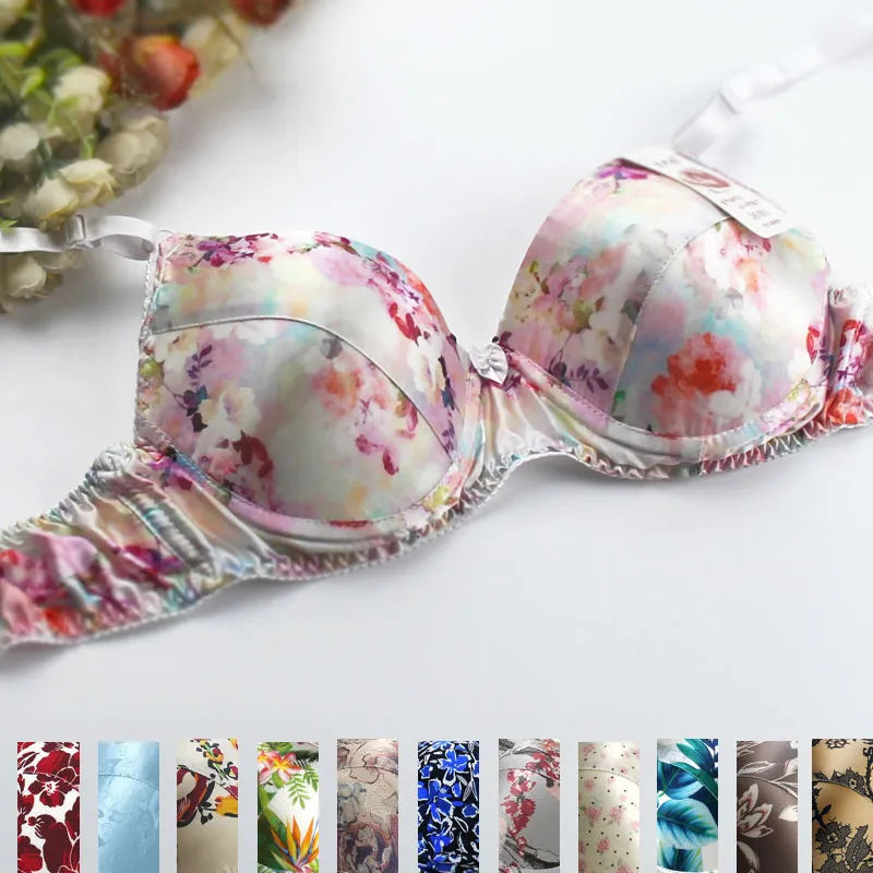 Our luxury Hot-Selling Mulberry silk bra underwear double faced silk print bra