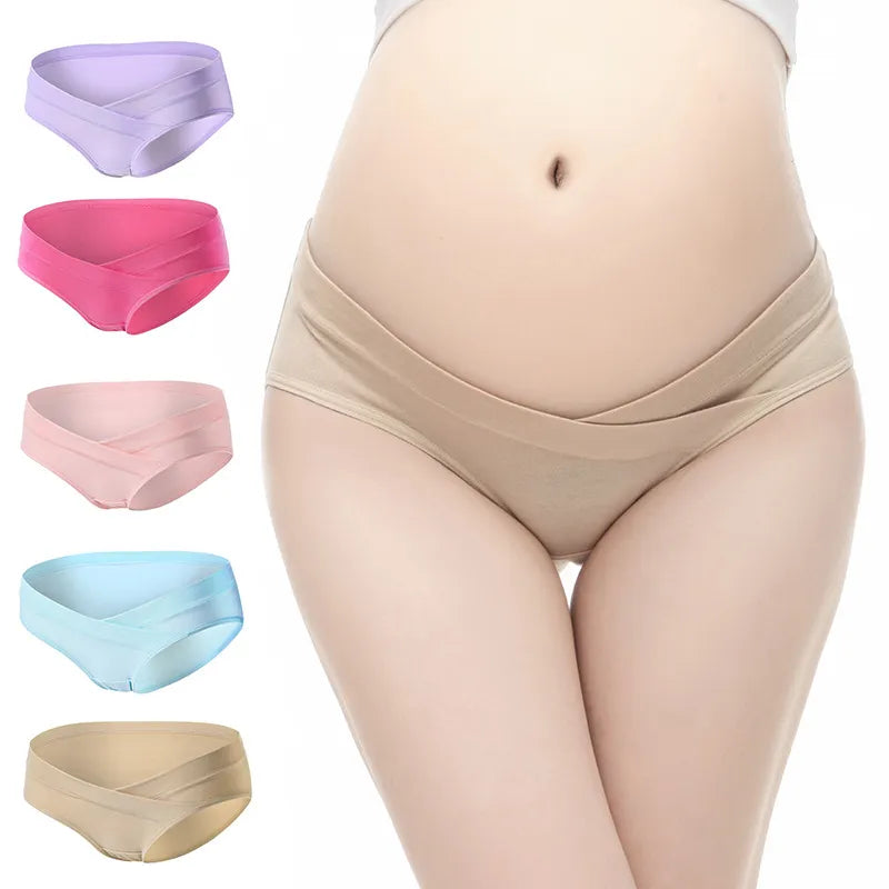 Our Cotton Maternity Pregnant Underwear Postpartum Mother Under Bump Panties V-Shaped Soft Belly Support Panty Breathable