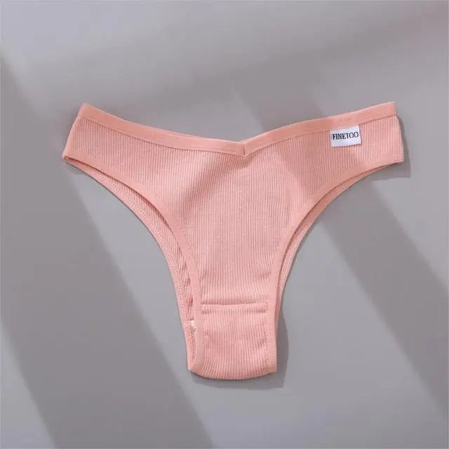 Our best FINETOO 3PCS Brazilian thongs/g-string Panties 95%Cotton Women's Panties V Waist Underwear Female T-back Underpants Lady Bikini Panty M-XL