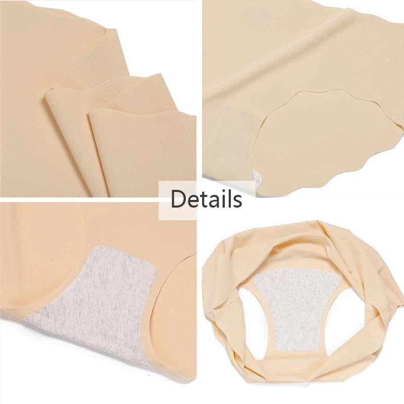 Our 4Pcs/Set Seamless Underwear Silk Women's Panties 3XL Tangas Lady Ruffle Underpants 4 Pieces Girls Briefs Panty Sexy Lingerie 4PC