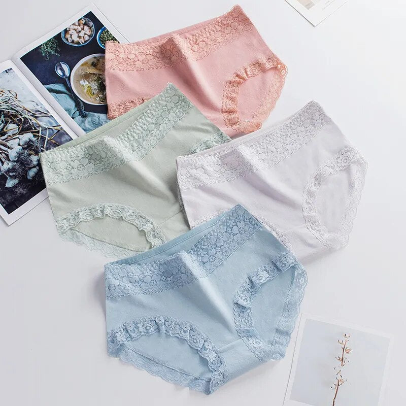 Cartine 5Pcs Women's Underwear High Waist Panties Soft 90%Cotton floral part spandex Seamless Sexy Lace Women Comfort Body Shaper Female Breathable Lingerie