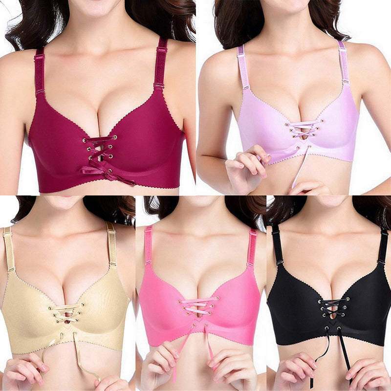 Our Sexy Bandage Straps Push Up Bra Gather Adjustment Seamless Bralette Women Sexy Underwear No Steel Ring Comfortable Lingerie