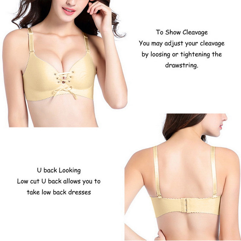 Our Sexy Bandage Straps Push Up Bra Gather Adjustment Seamless Bralette Women Sexy Underwear No Steel Ring Comfortable Lingerie