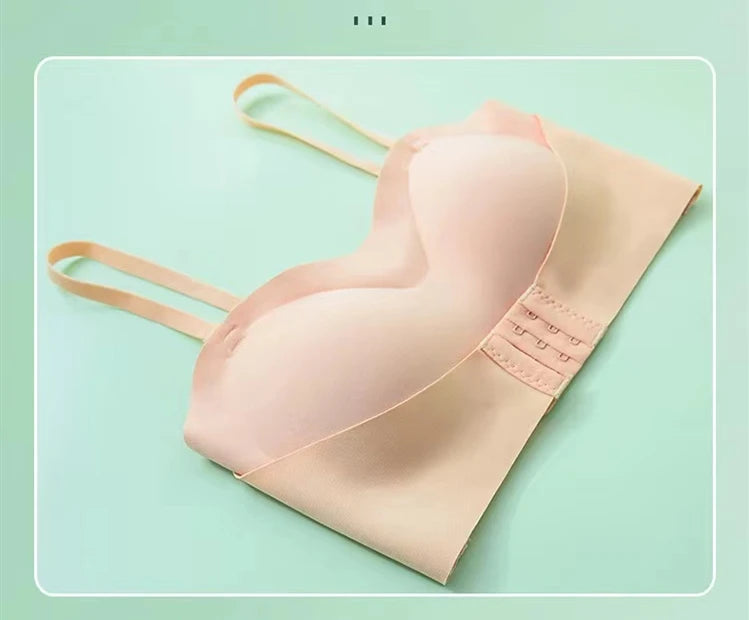 Out strapless Front Buckle Gathered Non-slip, Anti-sagging, No Trace, No Steel Ring, Women's Underwear, Invisible Strapless Women's Bra Strap