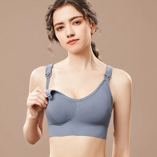 Our organic cotton High-end maternity nursing bra with open buckles wide shoulder straps non-slip women's bra large size push-up anti-sagging