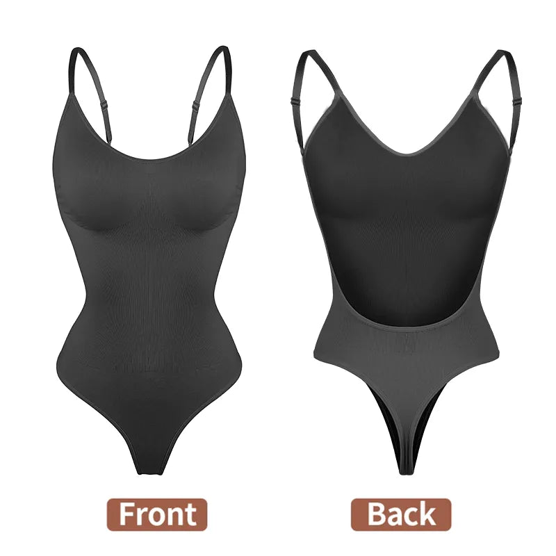 Margarita Bodysuit Shape-wear Deep V-Neck Body Shaper Backless U Plunge Thong Shapers Waist Trainer Women Clear Strap Padded Push Up Corset