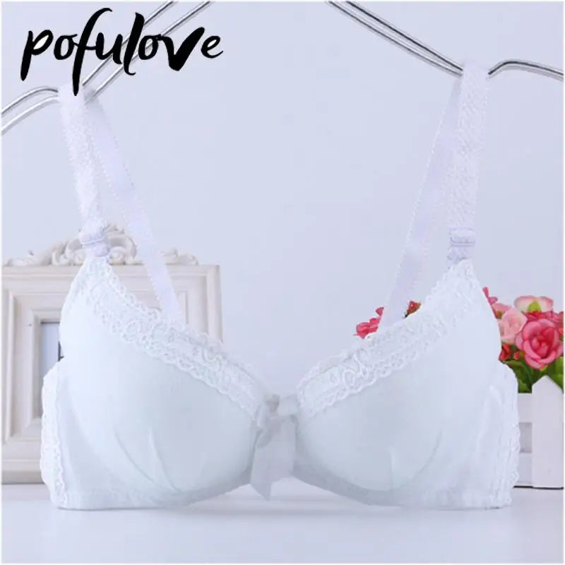 Our Bra for Teenage Girl Lolita Style Pink Push Up Bras Floral Lace Underwear Cute Sweet Bralette with Underwire Gathered Brasiere