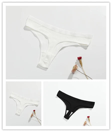 Our 3PCS/Set Sexy G-string Low-Rise Antibacterial Thong Briefs Women Cotton Panties Lingerie Underpant Sport Intimate