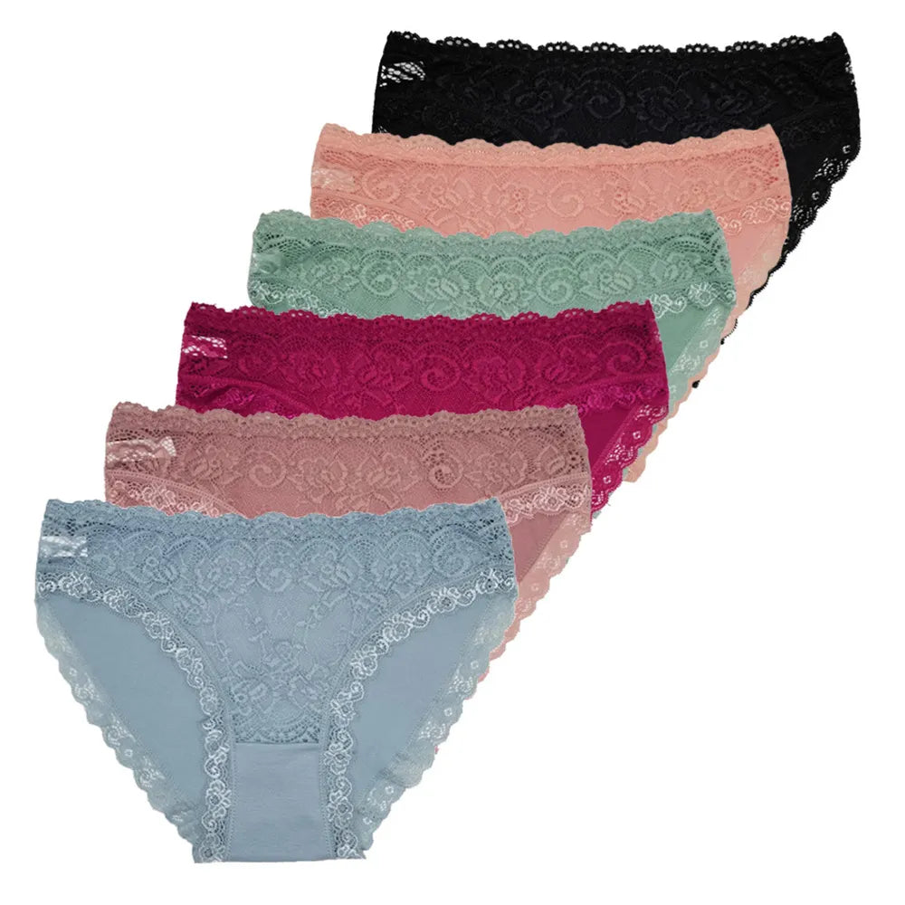 Sexiest one Ladies floral Panties Sexy M-XL Low-rise Underwear Soft Underpants 5 PCS/Set Solid Color Lace Transparent Women Cotton Briefs