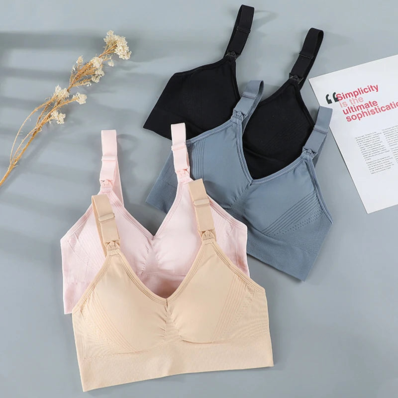 Our organic cotton High-end maternity nursing bra with open buckles wide shoulder straps non-slip women's bra large size push-up anti-sagging