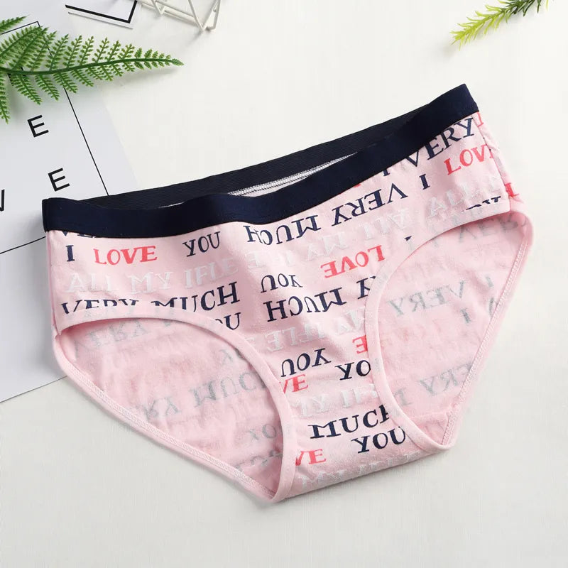 Our 10 Pcs M-XL Women's Sexy Underwear Cute Cotton Panties Briefs For Girl Ladies Lingerie Cartoon Girls Pink Pantys Underpants Thongs