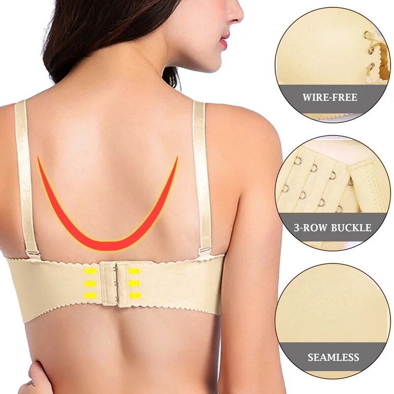 Our Sexy Bandage Straps Push Up Bra Gather Adjustment Seamless Bralette Women Sexy Underwear No Steel Ring Comfortable Lingerie