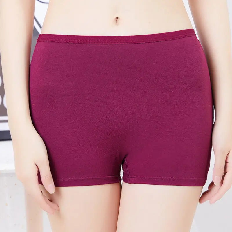 Our Women's 95% cotton Boxer Briefs Cotton Block Antibacterial High Waist No Trace Large Size Four Corner Panties Flush Legs Flat Foot Shorts