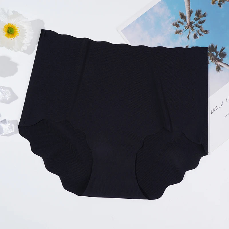 Our 4Pcs/set Invisible Panties Women Seamless Briefs Female Underpants High Waist Wave Underwear Solid Color Plus Size 2XL Lingerie