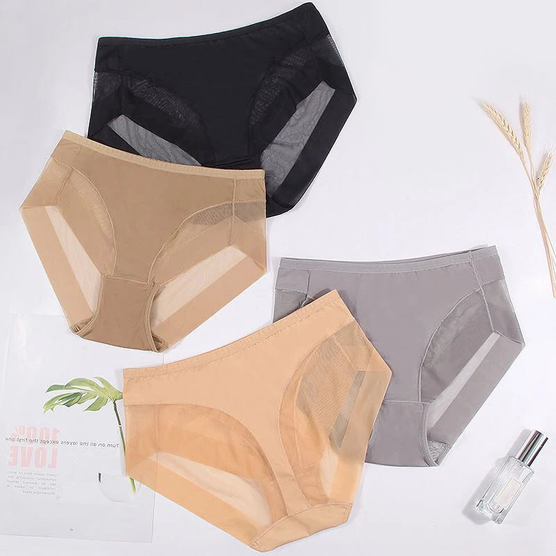 Breathable Mesh Intimates Body Shaping Panties Female Sexy Transparent Underpant Underwear Lingerie High Elastic Control Briefs