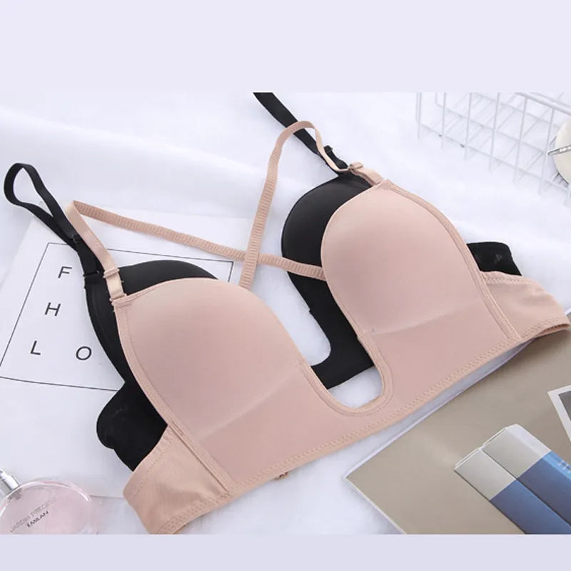 Our Invisible Backless Bra Women Strapless Sexy Lingerie U Neck Underwear for Wedding Dress Shoulder Strap Bra Push Up Seamless