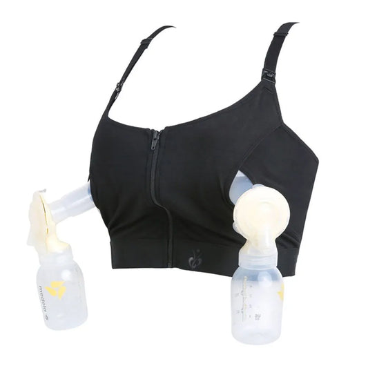 Our 100% cotton Maternity Bra For Breast Pump Hands Free Breast Pump Bra Plus Size Adjustable Front Zipper Breastfeeding Pumping Nursing Bra