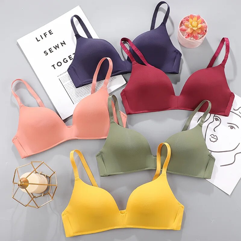 Our Women Seamless Bra Sexy No Wire Push Up Underwear Girls Breathable Thin 10 Colors Bras Female's Bra Breathable Gathered