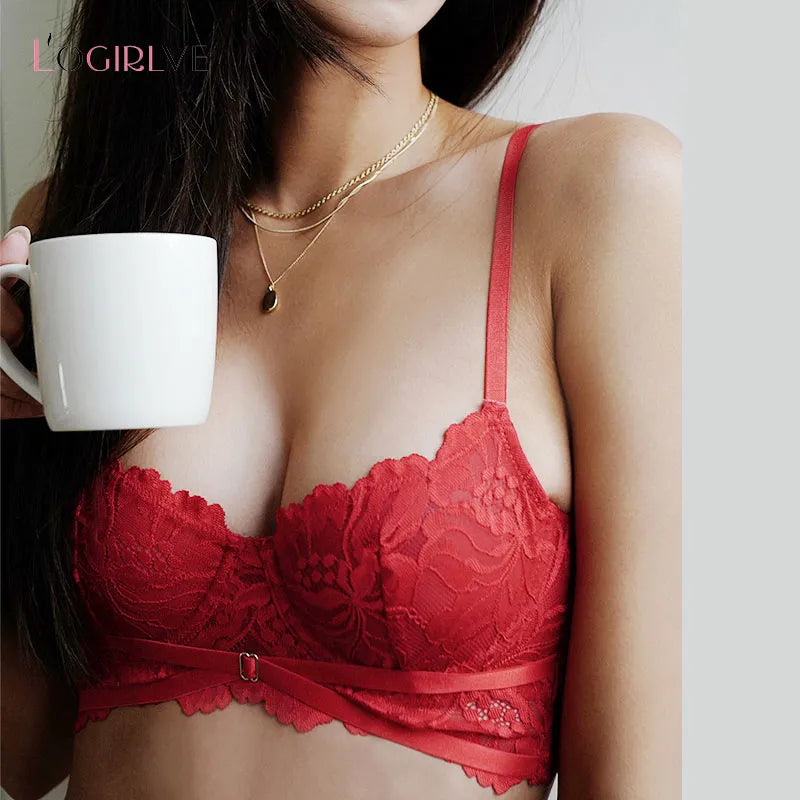 our very sexy set of two Logirlve Ultra-thin Bra Set Lingerie Push Up Brassiere Embroidery Lace Underwear Set Sexy Straps Panties For Women underwear