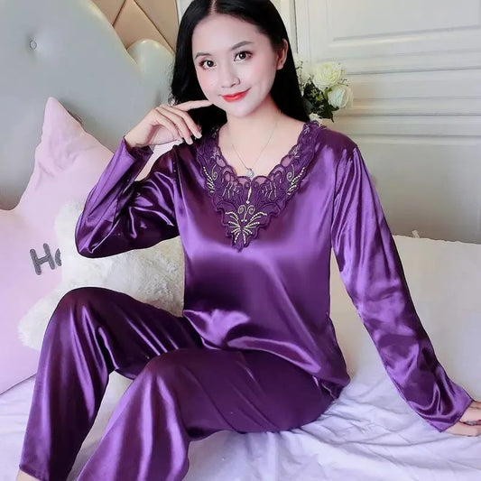 Candy luxury Plus Size 5XL Satin Pajamas Set Women's Pajamas with Shorts Home wear for Middle Age Women Nightwear Nighty for Ladies