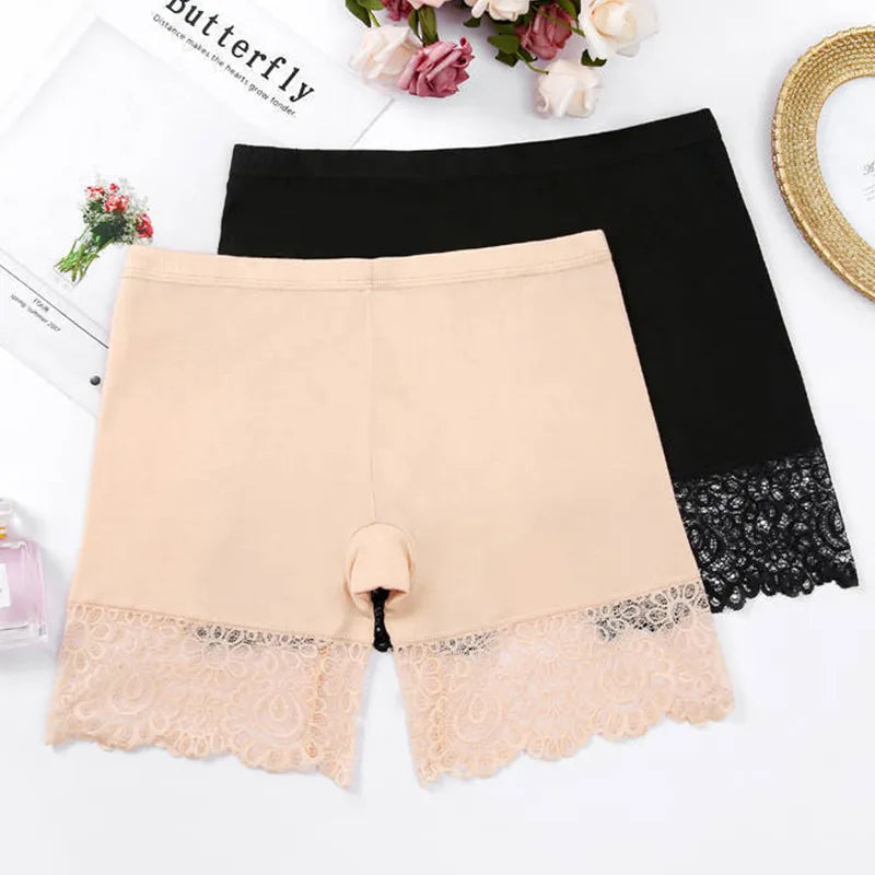 Our Sexy Lace Safety Shorts Women High Waist Seamless Cotton Bodyshorts Panties Female Spandex Slimming Shorts Boxers For Ladies