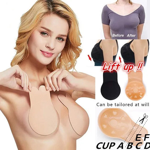 Our 1Pair Backless Strapless Invisible Push Up Bras For Women Adhesive Wireless Bralette Silicone Breast Lift Sticky Bra