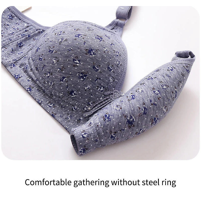 Our CD Cup Comfortable Breathable Tops No Steel Ring Printed Bra Push Up Bra Gathering Large Size CD Cup Women Lingerie Brassiere