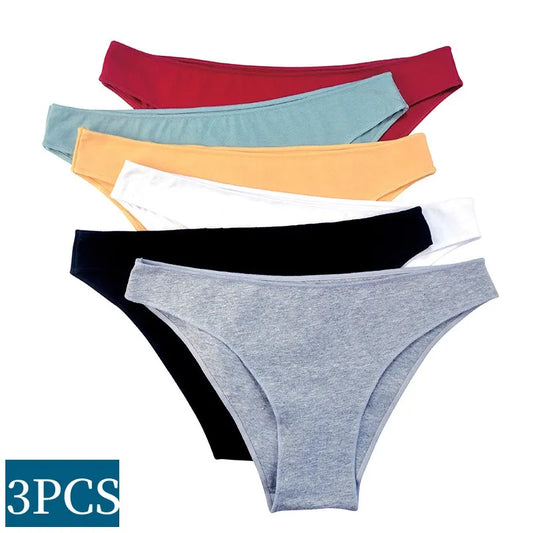 Our 3Pcs M-XXL Cotton Underwear Seamless Panties For Women Low Rise Briefs Female Solid Color Comfort Panties Breathable Lingerie